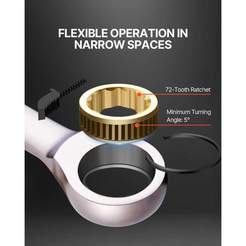 Combination Wrench Set 24 PCS SAE 1/4" to 7/8" Metric 8-19 Mm Organizer Rack