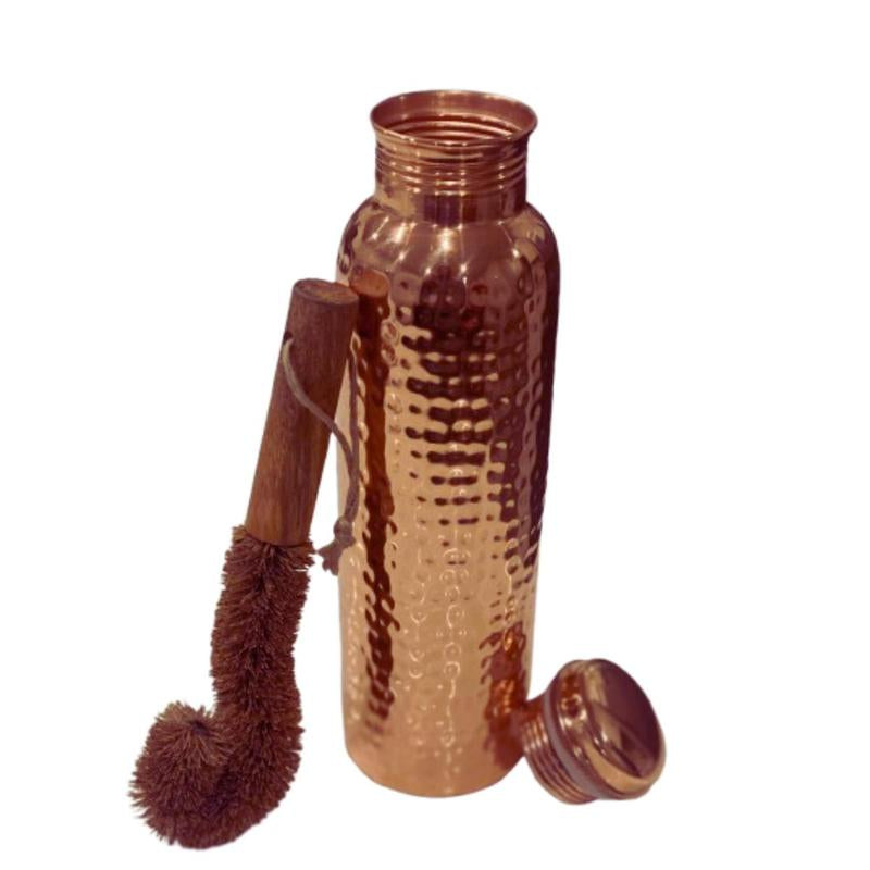 Copper 34Oz Water Bottle - 100% Pure Copper, Heavy-Duty, Leak-Proof, Cleaning Brush Included, Ideal for Drinkware - Tumbler