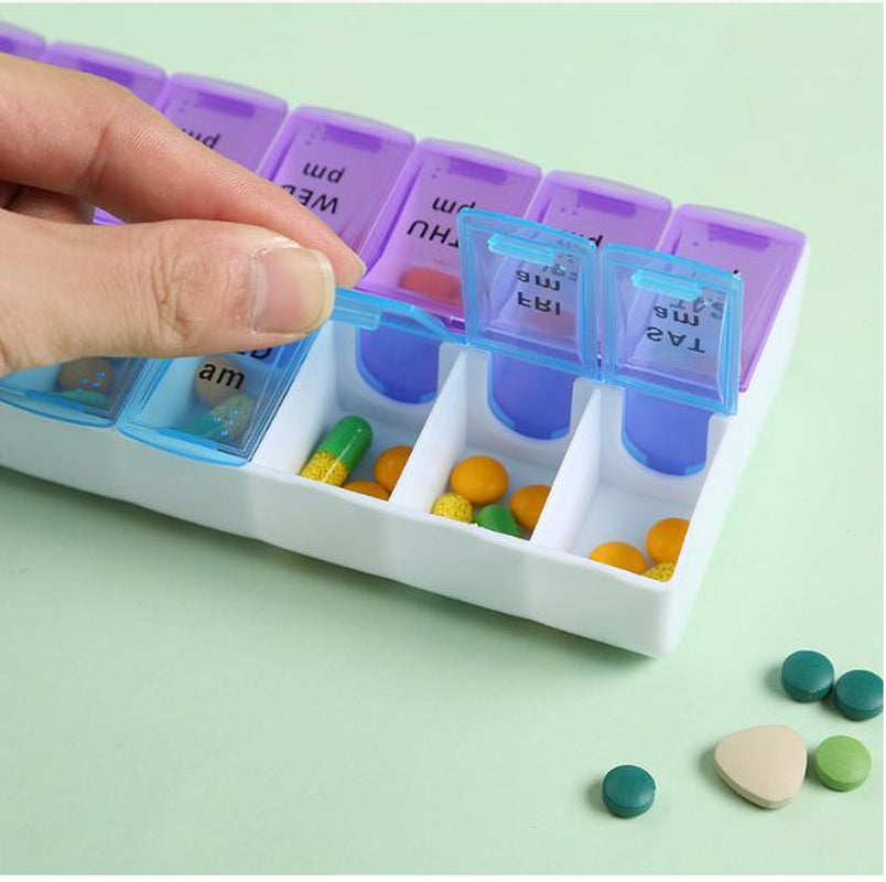 Pack of 2: Weekly Pill Box Organizer Twice a Day 7 Day AMPM Organizer Case Medicine Storage