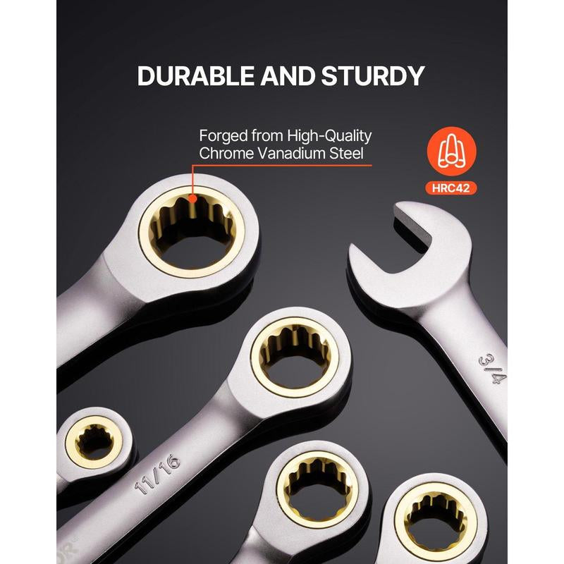 Combination Wrench Set 24 PCS SAE 1/4" to 7/8" Metric 8-19 Mm Organizer Rack