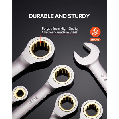 Combination Wrench Set 24 PCS SAE 1/4" to 7/8" Metric 8-19 Mm Organizer Rack