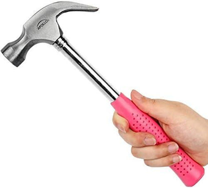 39 Piece General Household Tool Set in Toolbox Storage Case with Essential Hand Tools for Everyday Home Repairs, DIY and Crafts - Pink Ribbon - Pink