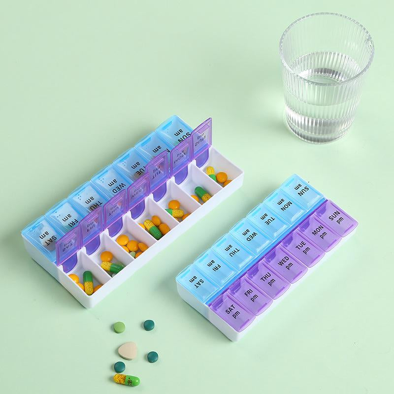 Pack of 2: Weekly Pill Box Organizer Twice a Day 7 Day AMPM Organizer Case Medicine Storage