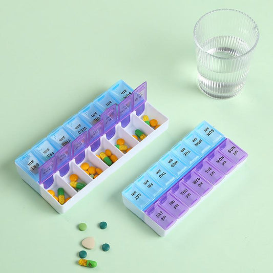Pack of 2: Weekly Pill Box Organizer Twice a Day 7 Day AMPM Organizer Case Medicine Storage