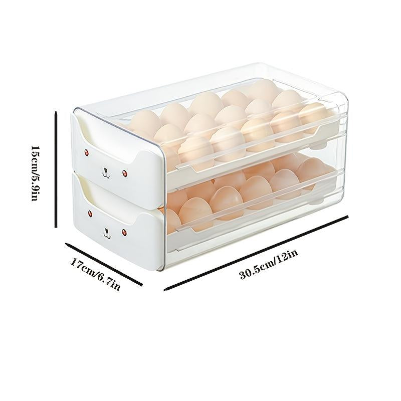 Egg Rack Organizer Drawer Design, Transparent Stackable Egg Box for Kitchen Storage, Space-Saving Solution for Eggs & More, Stackable Fridge Organizer