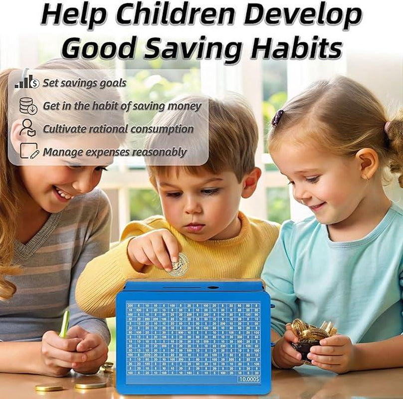 $10000 Larger Size Savings Challenge Box - Cash Vault Wooden Money Savings Box for Adults Kids - Money Bank - Wooden Cash Coin Piggy Bank with Counter and Dry Erase Pen - Pink Decor Transparent ATM Electronic Ornaments Decorative Gift