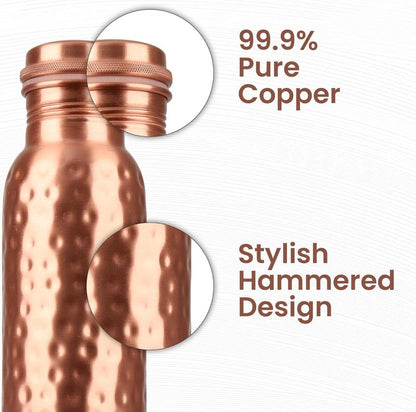 Copper 34Oz Water Bottle - 100% Pure Copper, Heavy-Duty, Leak-Proof, Cleaning Brush Included, Ideal for Drinkware - Tumbler