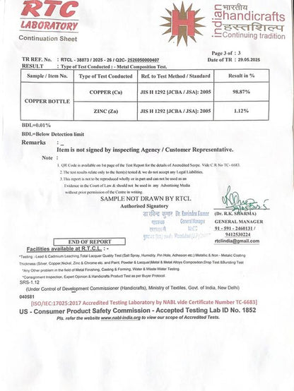 Copper 34Oz Water Bottle - 100% Pure Copper, Heavy-Duty, Leak-Proof, Cleaning Brush Included, Ideal for Drinkware - Tumbler