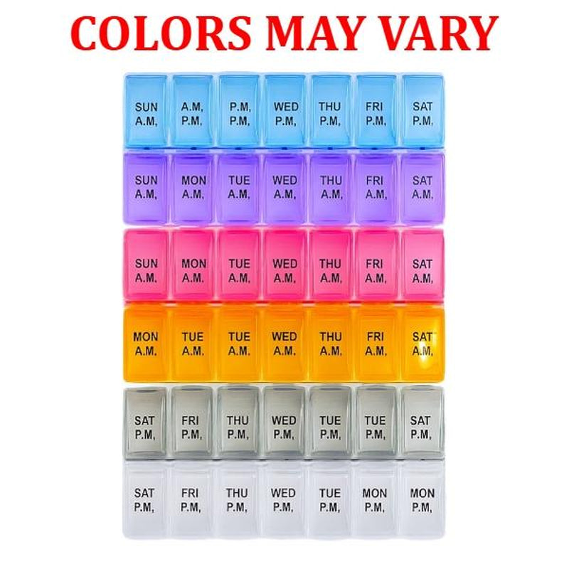 Pack of 2: Weekly Pill Box Organizer Twice a Day 7 Day AMPM Organizer Case Medicine Storage