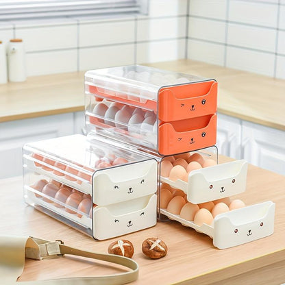 Egg Rack Organizer Drawer Design, Transparent Stackable Egg Box for Kitchen Storage, Space-Saving Solution for Eggs & More, Stackable Fridge Organizer