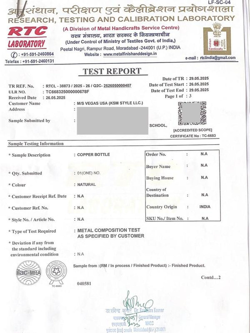 Copper 34Oz Water Bottle - 100% Pure Copper, Heavy-Duty, Leak-Proof, Cleaning Brush Included, Ideal for Drinkware - Tumbler